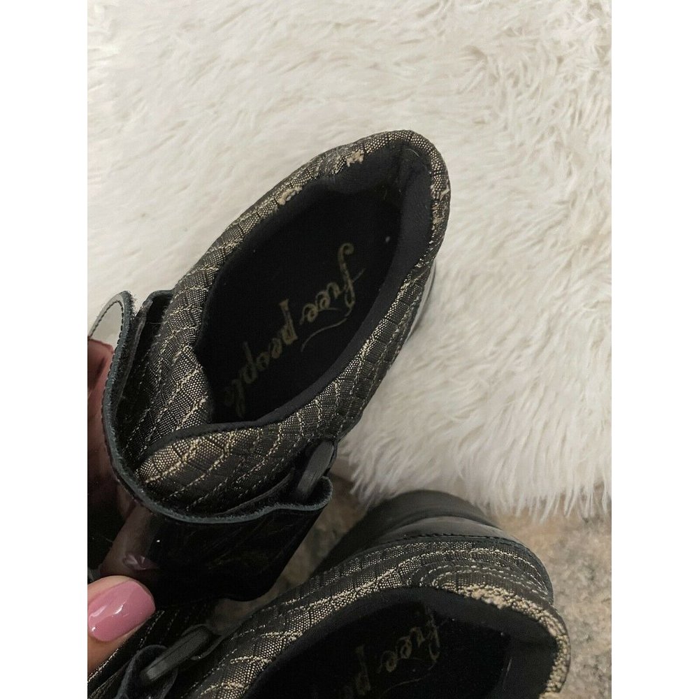 Free People Womens Loafers Metallic Black Patent Strap Platform 36 - Picture 7 of 7